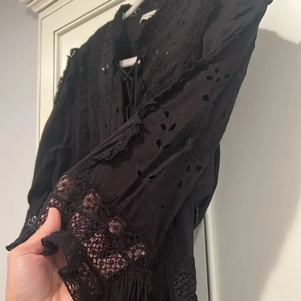 ULLA JOHNSON EUC black midi size 4 - Picture 4 of 11